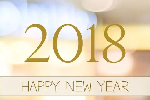 2018 Happy New Year on abstract blur festive bokeh background Stock Illustration
