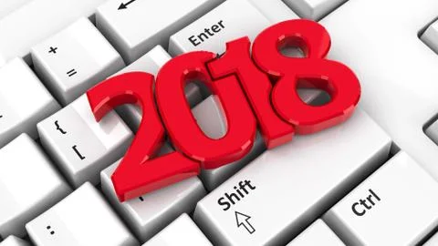 2018 icon on keyboard Stock Illustration