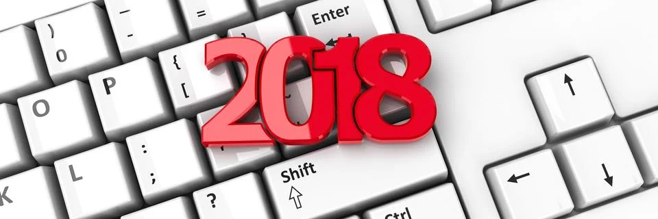 2018 icon on keyboard Stock Illustration