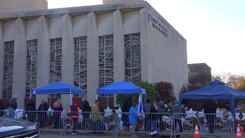 2018 - memorial to victims of the racist hate crime mass shooting at the Tree Of Stock Footage 102505490
