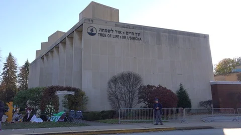 2018 - memorial to victims of the racist hate crime mass shooting at the Tree Of Stock Footage 102506385