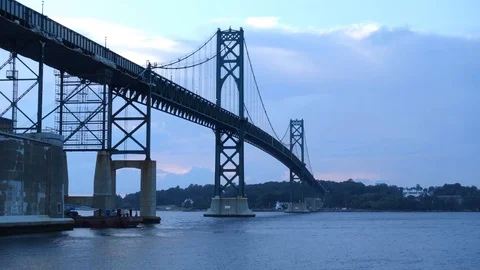 2018 Mt. Hope Bridge timelapse, Bristol Rhode Island Video stock 93484018