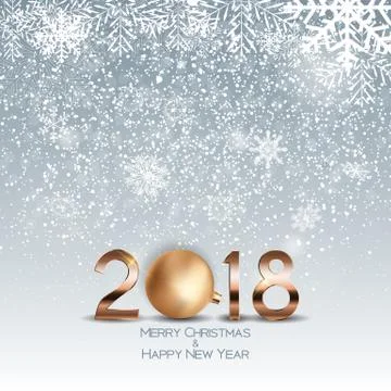 2018 New Year Background with Christmas Ball. Vector Illustration Stock Illustration