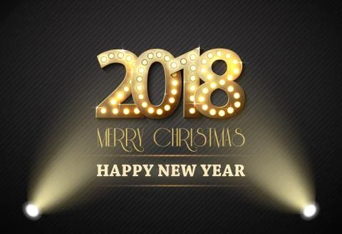 The 2018 New Year Count Symbol with Spotlights Stock Illustration