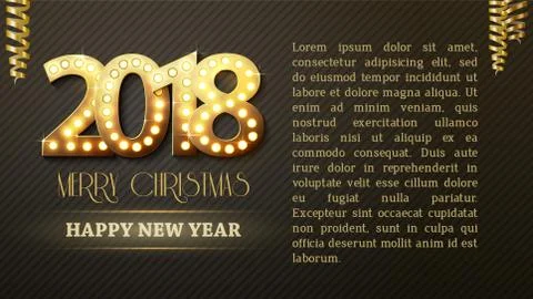 The 2018 New Year Count Symbol with Light Bulbs Stock Illustration