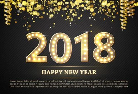 The 2018 New Year Count Symbol with Light Bulbs Illustrazione stock