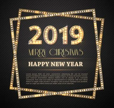 The 2018 New Year Count Symbol with Light Bulbs Stock Illustration