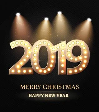 The 2018 New Year Count Symbol with Spotlights Stock Illustration