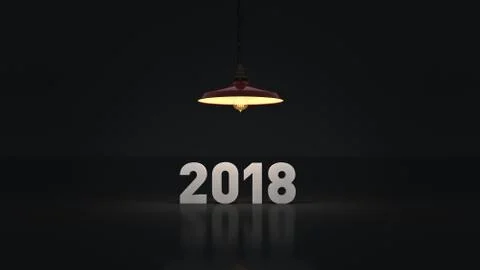 2018 New Year sign inside light bulbs. Stock Illustration