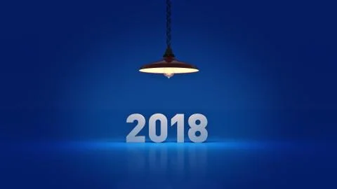 2018 New Year sign inside light bulbs. Stock Illustration