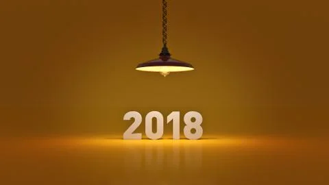 2018 New Year sign inside light bulbs. Stock Illustration