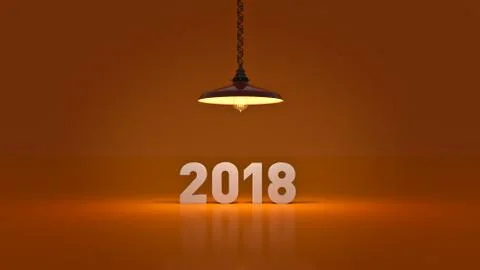 2018 New Year sign inside light bulbs. Stock Illustration