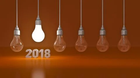 2018 New Year sign inside light bulbs. Stock Illustration