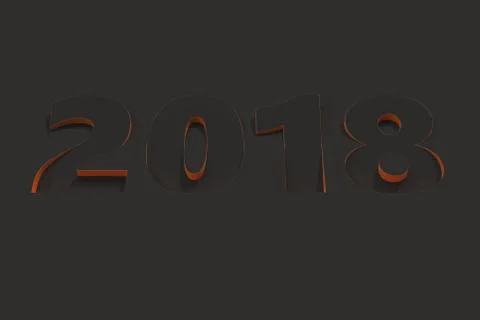 2018 number bas-relief on black surface with orange sides Stock Illustration