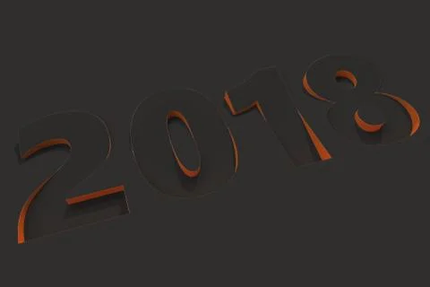 2018 number bas-relief on black surface with orange sides Stock Illustration