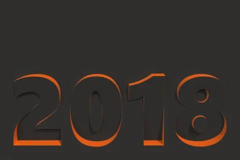 2018 number bas-relief on black surface with orange sides Stock Illustration