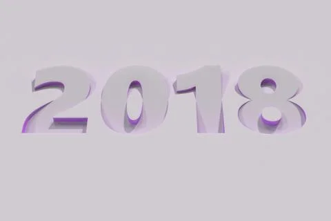 2018 number bas-relief on white surface with violet sides Stock Illustration