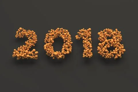 2018 number from orange balls on black background Stock Illustration