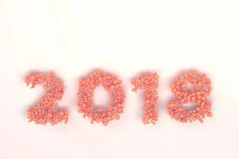 2018 number from red balls on white background Stock Illustration
