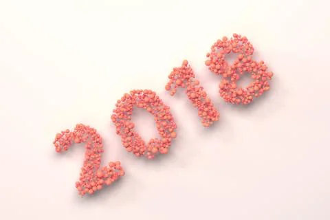 2018 number from red balls on white background Stock Illustration