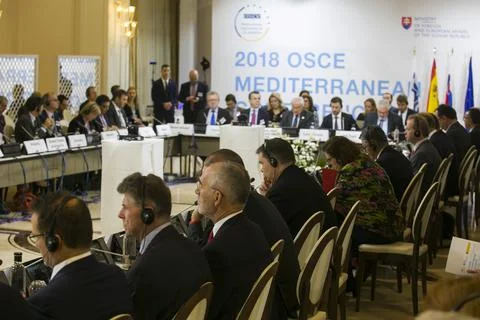 2018 OSCE Mediterranean Conference, Malaga, Spain - 25 Oct 2018 Stock Photos