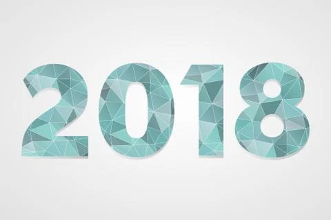 2018 polygonal vector symbol. Happy New Year illustration Illustration