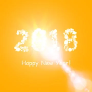 2018 shaped clouds in the blue sky with bright sun Stock Illustration