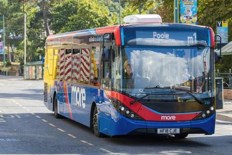A 2018 Single Decker bus from the More Bus Company. Stock Photos