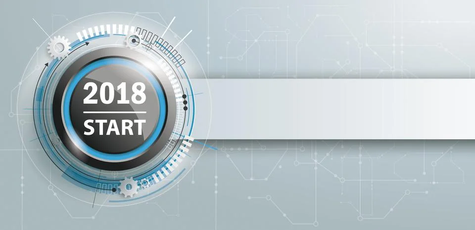 2018 Start Button Circuit Board Banner Stock Illustration