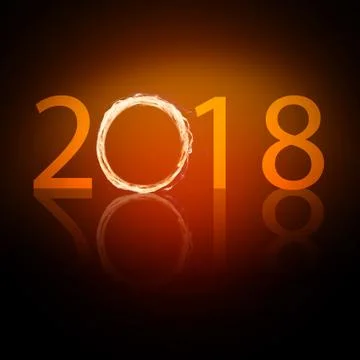 2018 text made from fiery element with reflection. Stock Photos