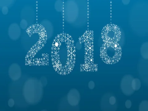 2018 text made of snowflakes sliding into the view Stock Footage 80926574