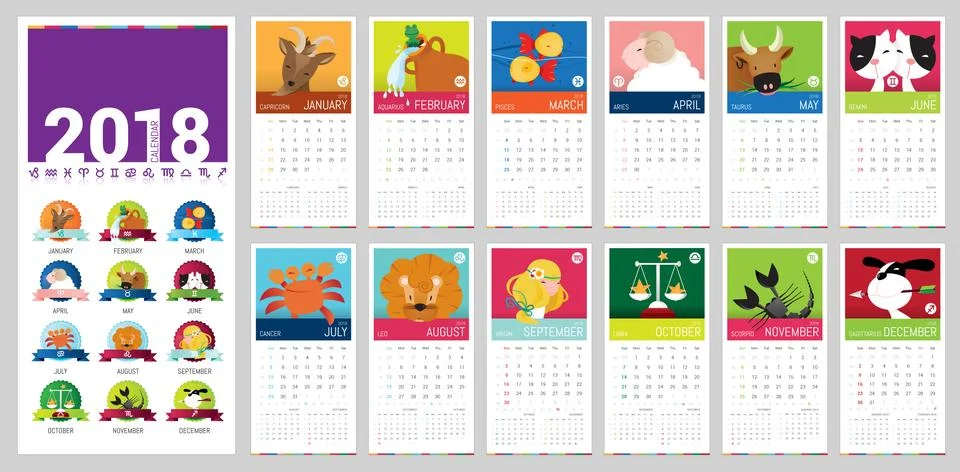 2018 vector calendar Stock Illustration