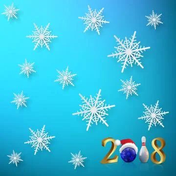 2018 vector New Year template. Bowling 2018 New Year sign with bowling ball Stock Illustration