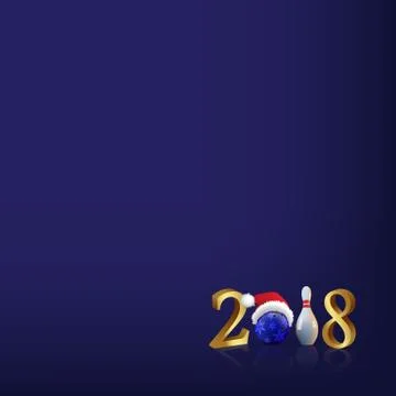 2018 vector New Year template. Bowling 2018 New Year sign with bowling ball and Stock Illustration