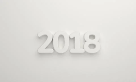 2018 white bold number 3d rendering Stock Illustration