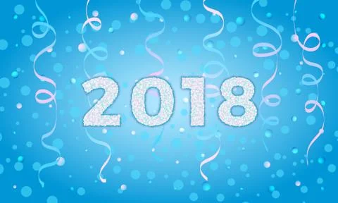 2018  on winter background.Holiday card template for greeting with New Year a Stock Illustration