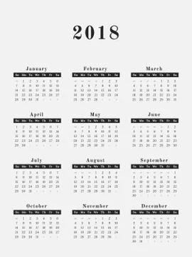 2018 Year Calendar vertical design Stock Illustration