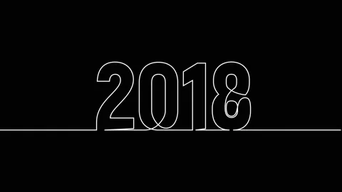 2018 year continuous single one line art drawing animation numbers video Video stock 313394190