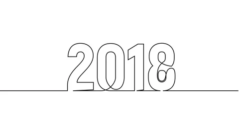 2018 year continuous single one line art drawing animation numbers video Видео 313394196