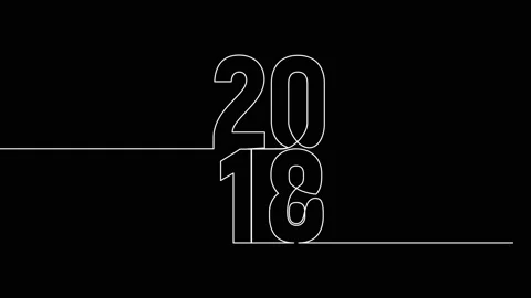 2018 year continuous single one line art animation vertically numbers video Stock Footage 314561375