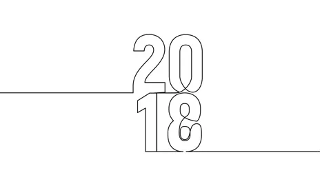 2018 year continuous single one line art animation vertically numbers video Stock Footage 314561376