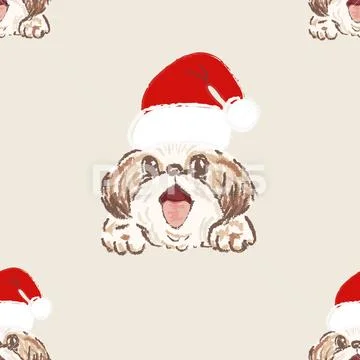 2018 year of the dog. animated drawing of a puppy. Seamless. illustration Stock Illustration