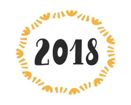 2018 year, hand lettering Stock Illustration