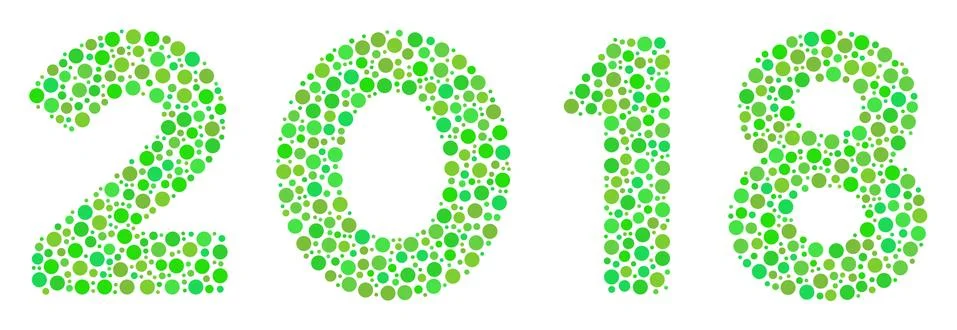 2018 Year Text Collage of Dots Stock Illustration