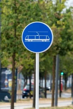 20180817TramwayRoadSign Stock Photos