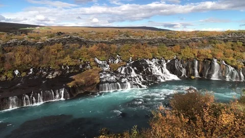 20180918 Hraunfossar 08 - stabilized Stock Footage 102065885