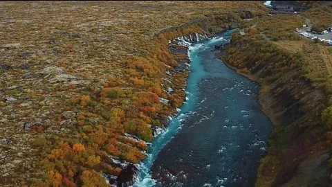 20180918 Hraunfossar Drone 03 Stock Footage 102065919