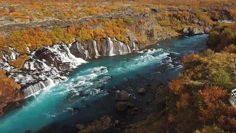 20180918 Hraunfossar - stabilized Stock Footage 102065897