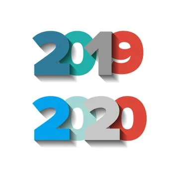 2019-20 year color vector sign set with shadows Stock Illustration