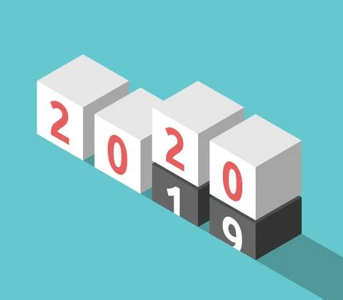 2019, 2020 changing cubes Stock Illustration
